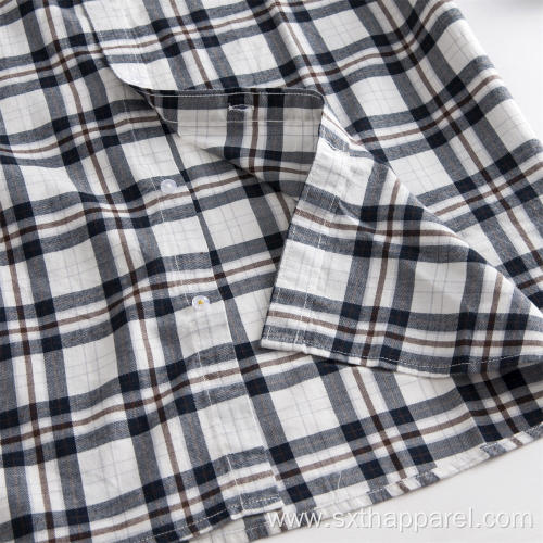 Men's Cotton Plaid Long Sleeve Check Formal Shirt